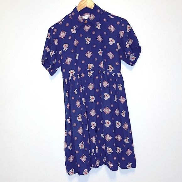 Liz Claiborne Navy Geometric Button Up Dress - Picture 1 of 4